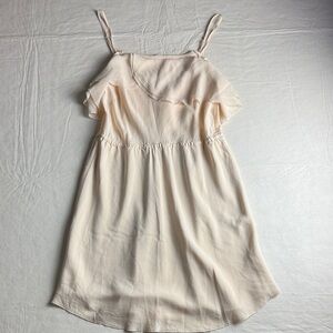 Wilfred Women's Off-White Ivory Silk Mini Slip Ruffle Dress  Size S